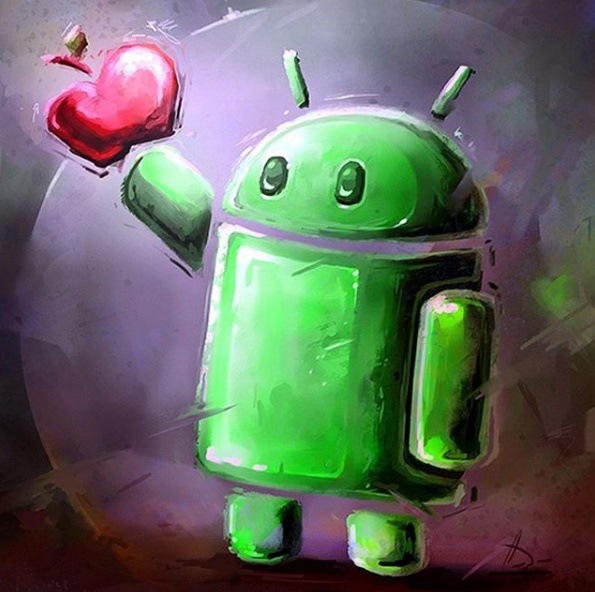 Android Man Eating Apple